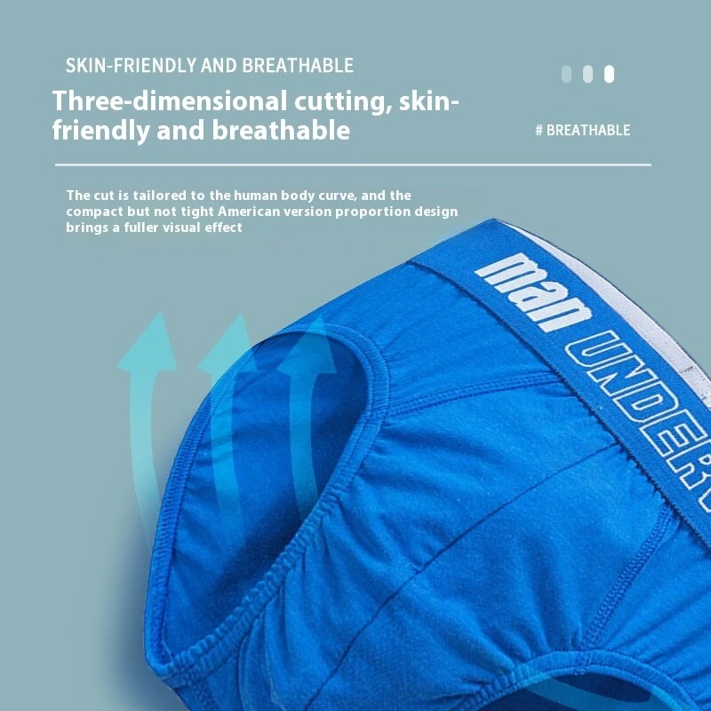 4pcs Men's Cotton Briefs Breathable Solid Color Panties Men Underwear Comfortable Loose Fit Underpants — view 4