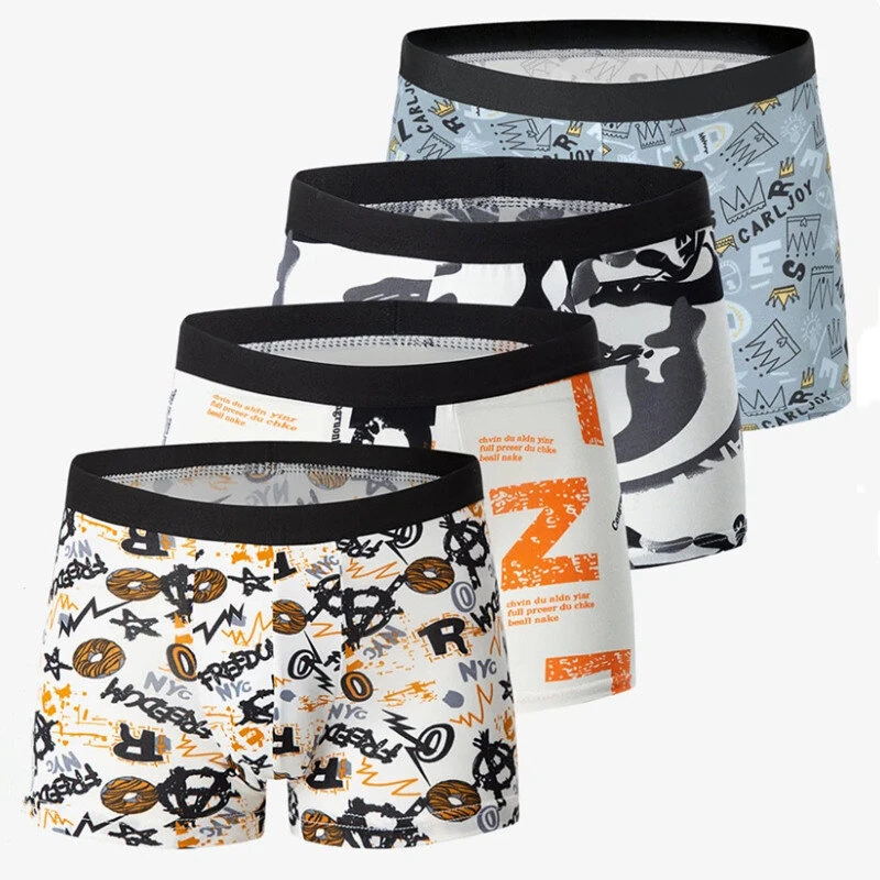 4pcs Men's Fashion Printed Underwear Comfortable And Breathable Men Boxers Briefs Thin Underwear Pants — view 2