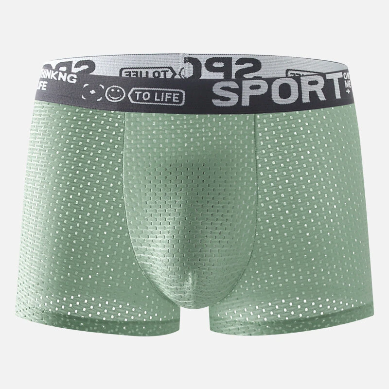 4pcs Men's Ice Silk Cool Boxer Briefs, Mesh Breathable Soft Comfy Stretchy Boxer Trunks, Sports Trunks, Multicolor Men's Underwear — view 10