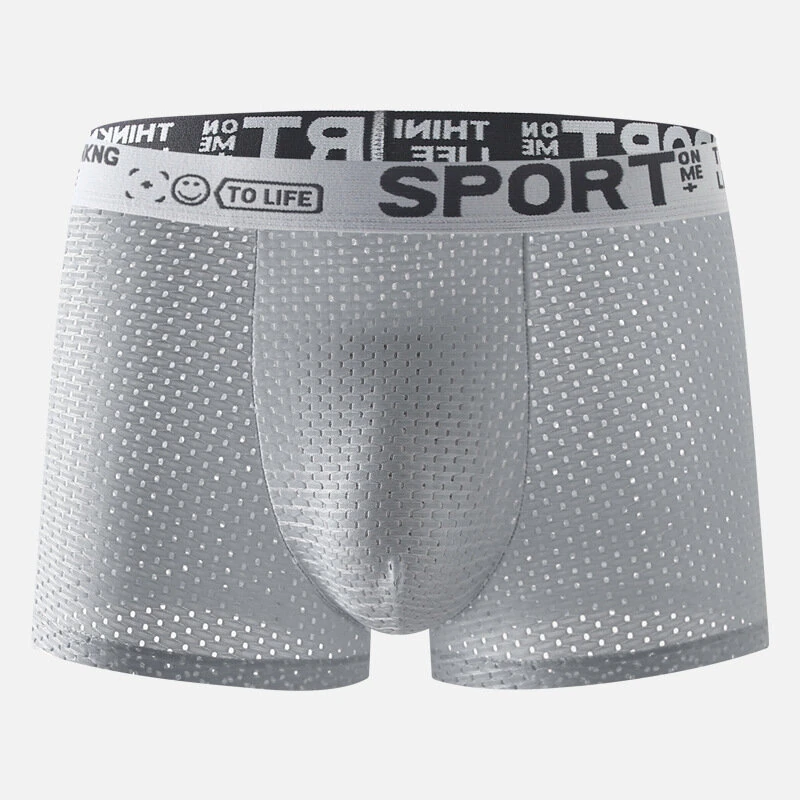 4pcs Men's Ice Silk Cool Boxer Briefs, Mesh Breathable Soft Comfy Stretchy Boxer Trunks, Sports Trunks, Multicolor Men's Underwear — view 7