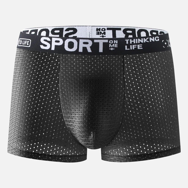 4pcs Men's Ice Silk Cool Boxer Briefs, Mesh Breathable Soft Comfy Stretchy Boxer Trunks, Sports Trunks, Multicolor Men's Underwear — view 9