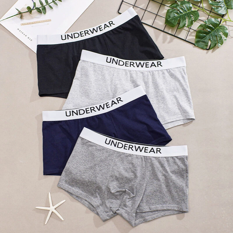 4pcs Men's Underwear, Fashion Waistband Cotton Casual Mid-waist Boxer Briefs Shorts, Breathable Comfy Stretchy Boxer Trunks, Sports Shorts — view 11