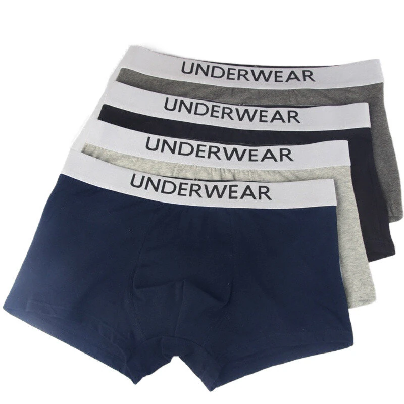 4pcs Men's Underwear, Fashion Waistband Cotton Casual Mid-waist Boxer Briefs Shorts, Breathable Comfy Stretchy Boxer Trunks, Sports Shorts — view 2