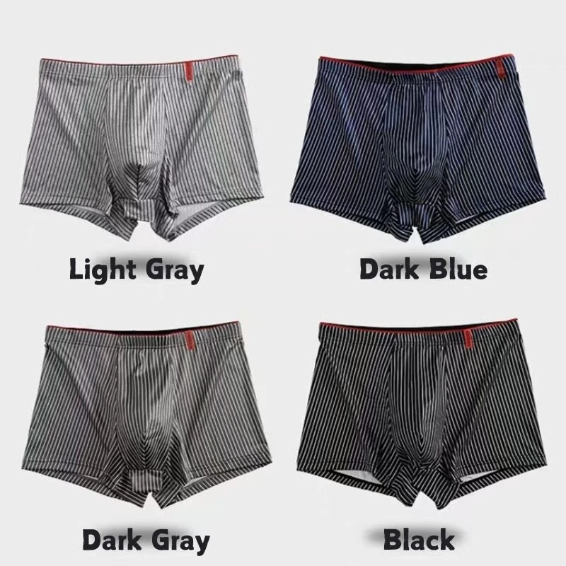 4pcs Men's Underwear Sports Boxers, Casual Striped Boxer Trunks, Breathable Comfy High Stretch Boxer Panties — view 2