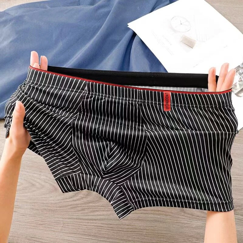 4pcs Men's Underwear Sports Boxers, Casual Striped Boxer Trunks, Breathable Comfy High Stretch Boxer Panties — view 3
