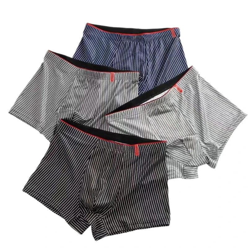 4pcs Men's Underwear Sports Boxers, Casual Striped Boxer Trunks, Breathable Comfy High Stretch Boxer Panties — view 5
