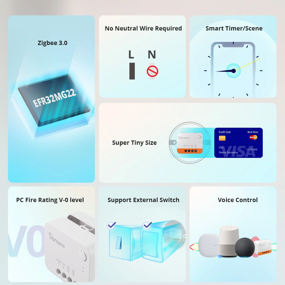 4Pcs Sonoff ZBMINI L2 Smart Zigbe3.0 Switch No Neutral Required Intelligent Two-way Control Relay Module Timer Voice Control with Alexa Google Zigbe Hubs — view 2
