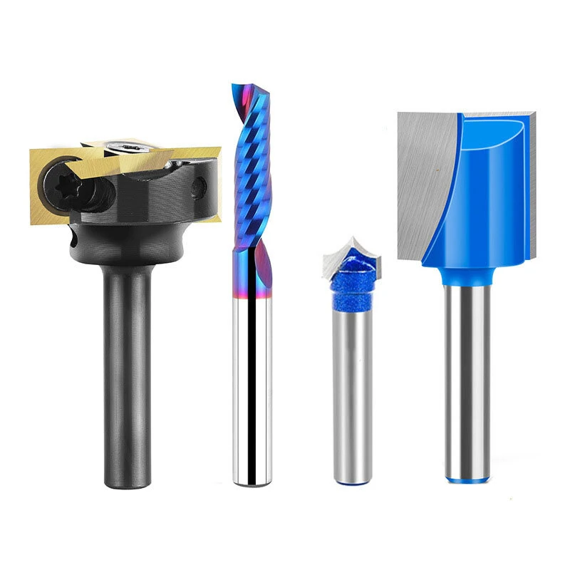 4pcs Straight Router Bit Set 1/4 Inch Shank Bottom Cleaning Slotting Cutter for Woodworking CNC MDF — image 1