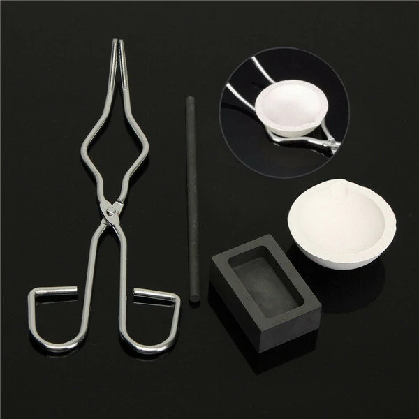4Pcs Torch Melting Kit Gold & Silver Crucible Tong Rod Graphite Ingot Mold Set — image 1