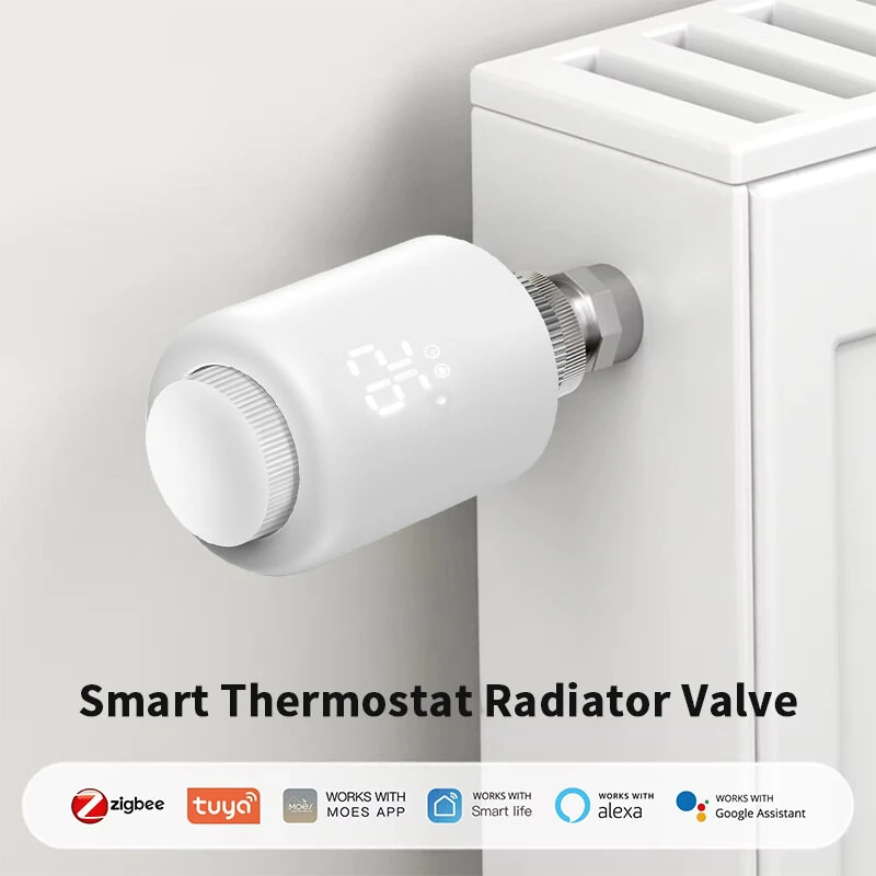 4Pcs Tuya Zigbe Smart Thermostat Radiator Valve Temperature Schedule Setting Window Open Detection Function APP Remote Voice Control Work with Alexa Google Assistance — view 4