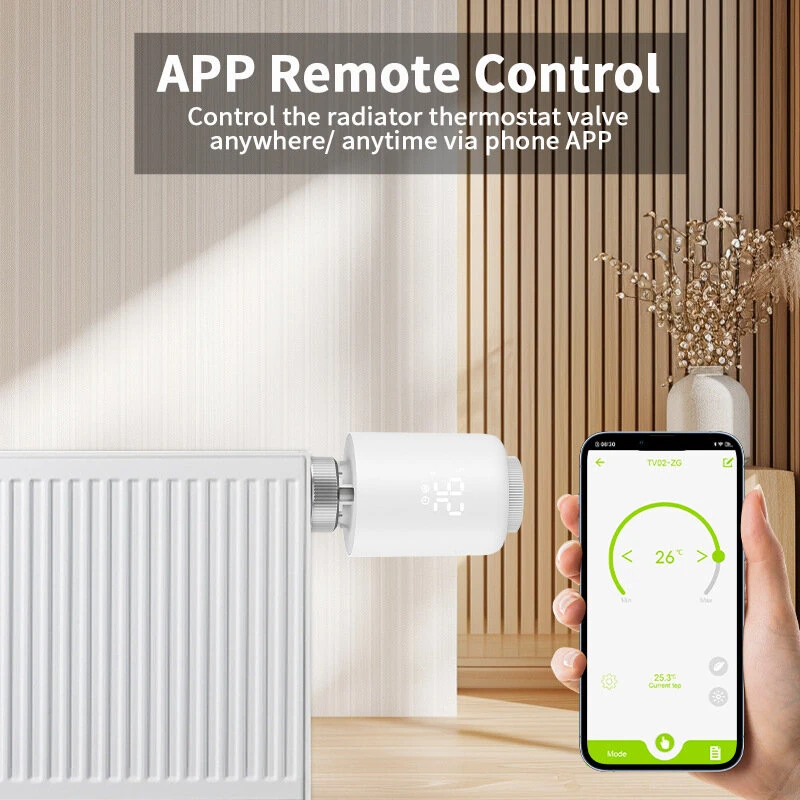 4Pcs Tuya Zigbe Smart Thermostat Radiator Valve Temperature Schedule Setting Window Open Detection Function APP Remote Voice Control Work with Alexa Google Assistance — view 5