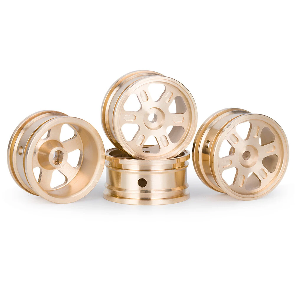 4PCS Upgraded Brass Wheel Rims 0.7'' for Axial SCX30 1/30 RC Car Vehicles Models Spare Parts — view 3