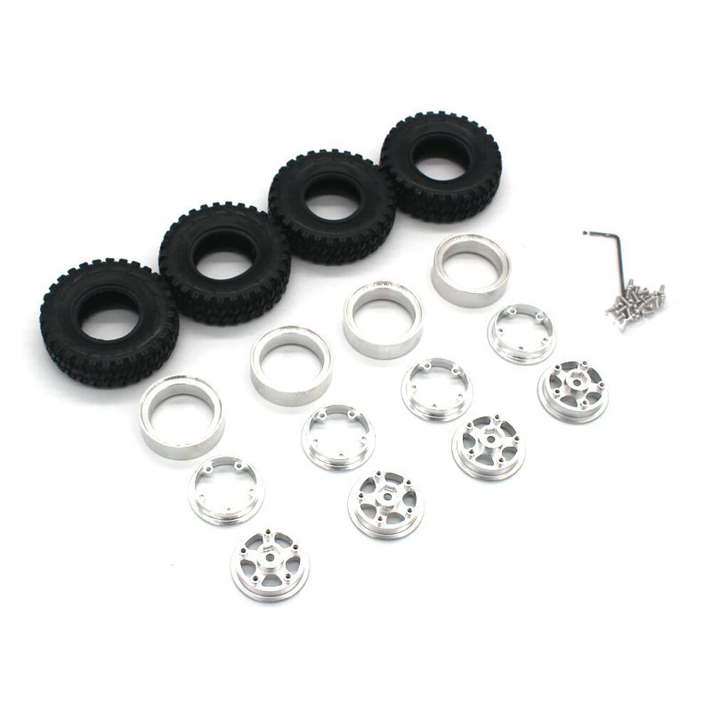 4PCS Upgraded RC Car Parts Tires Metal Wheel Rims for JXC LR1801 1/18 Rock Crawler Off-Road Truck Vehicles Models Spare Replacement Accessories — view 3