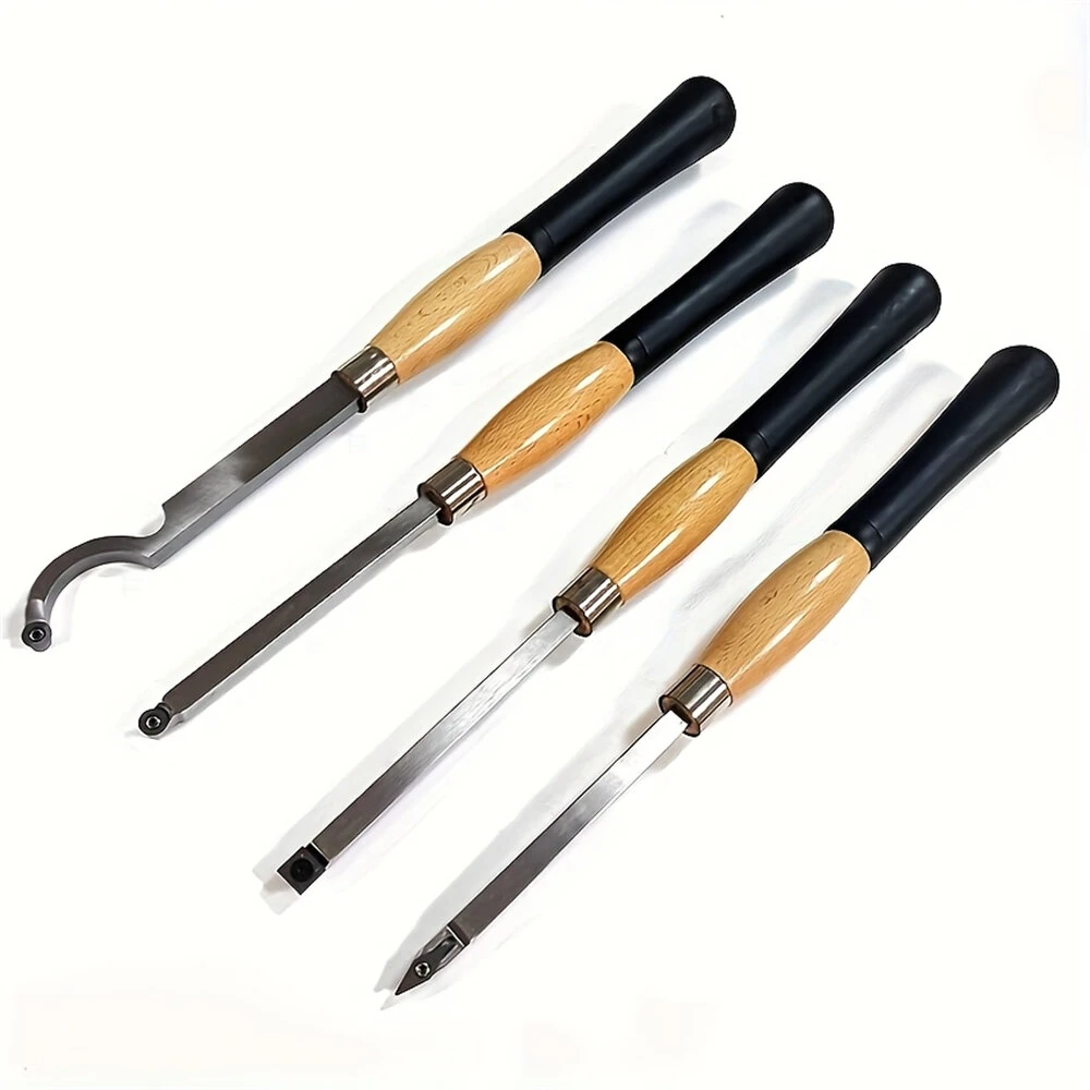 4pcs Woodworking Chisels Set Woodturning Carbide Lathe Tools Lathe Roughing and Finishing Hollow Tool — image 1