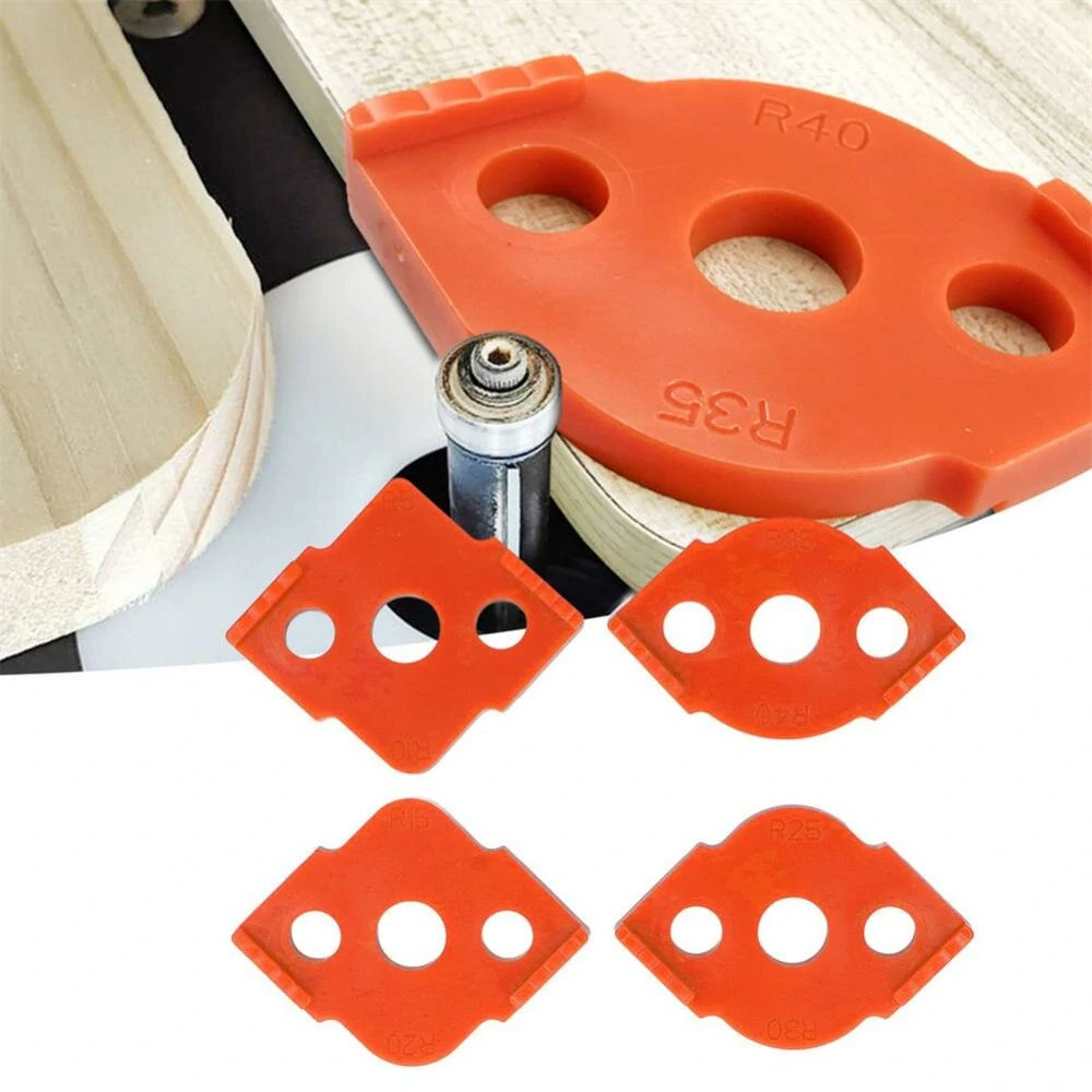 4pcs Woodworking Router Corner Templates Jig R Angle Routing Curved Corner Milling Circular Radian High Hardness ABS Tool — view 2