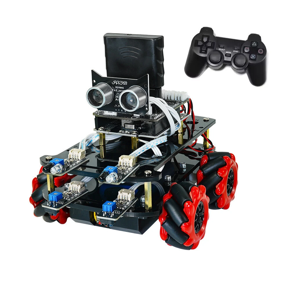 4WD Smart Car Chassis Mecanum Wheel Tracking DIY Kit Omnidirectional Wheel Four-wheel Drive Robot Remote Control Car — view 8