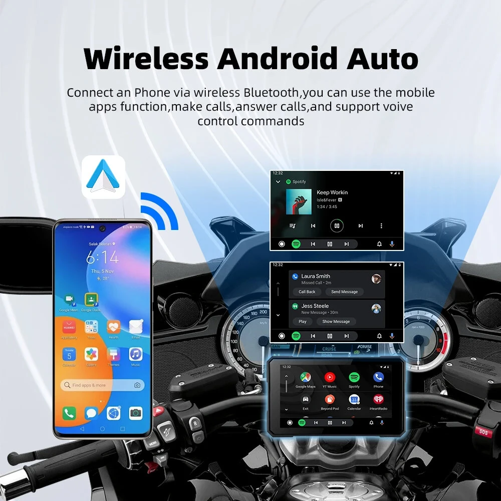5.0 inch Wireless CarPlay Moto Android Auto Portable Digital GPS Moto Navigation Motorcycle Dashboard Display Screen TPMS — view 5