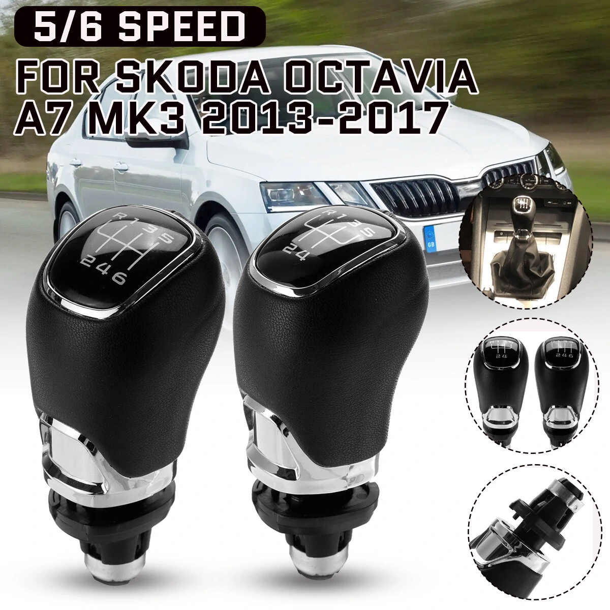 5 6 Speed Car Gear Shift Knob For Skoda/Octavia A7 MK3 2013-2017 PU Leather Manual Shifter Lever Handle Gear Stick — view 2
