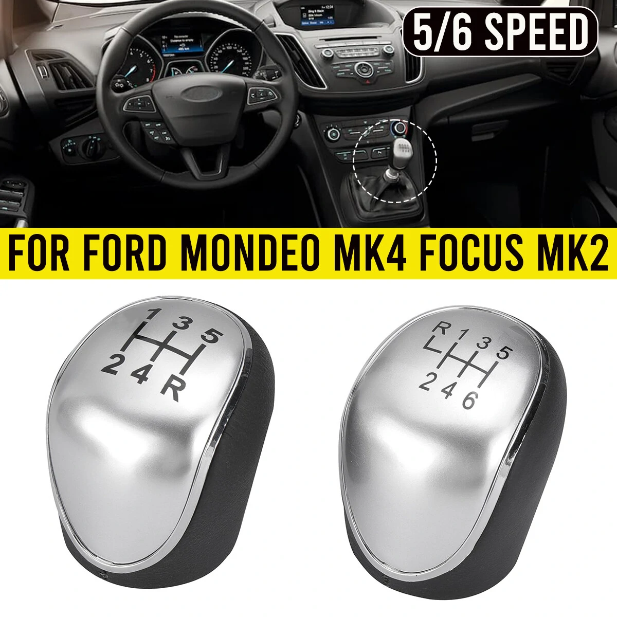 5/6 Speed Manual Gear Shift Knob Stick Lever For Ford Mondeo Mk4 Focus Mk2 MK3 — view 4