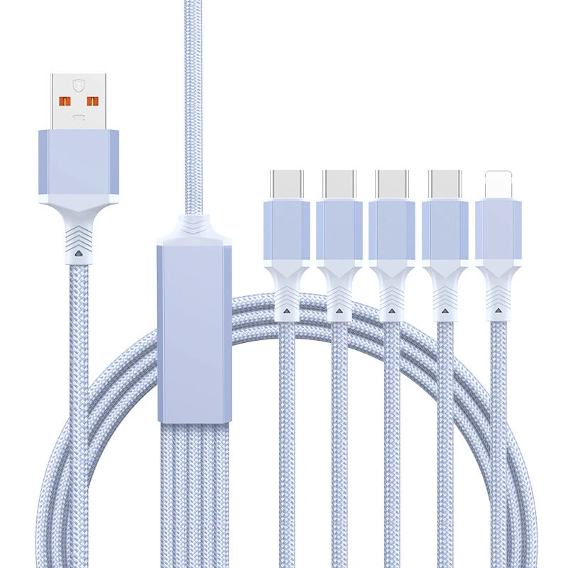 5-in-1 100W 5-in-1 USB-C Charger Cable USB-A to USB-C/iP/Micro USB Cable Fast Charging Data Transmission Copper Core Line 1.2M/2M Long for iPhone 17 17Pro 16 Pro Max 15 14 13 for Huawei Mate XTs for OPPO — image 1