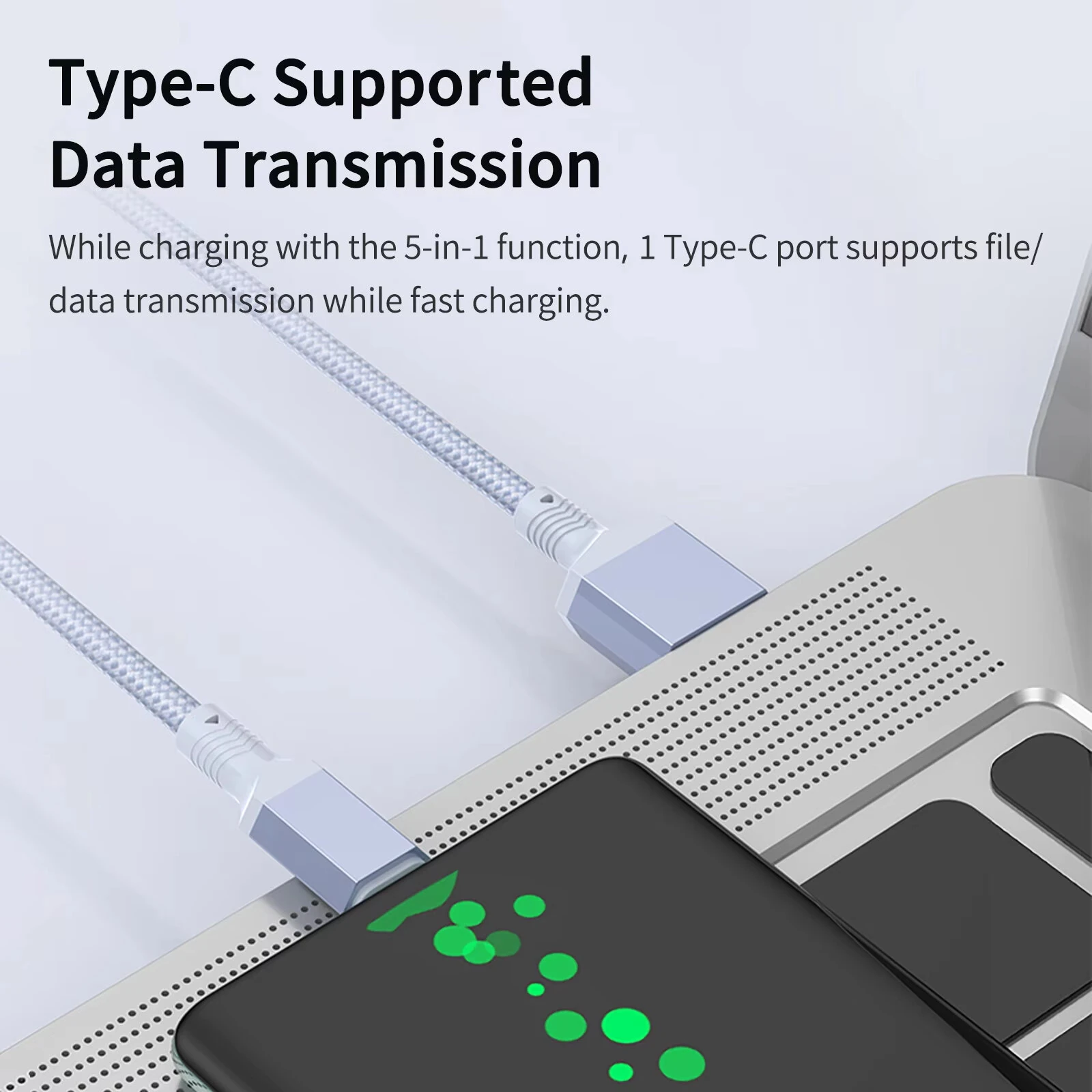 5-in-1 100W 5-in-1 USB-C Charger Cable USB-A to USB-C/iP/Micro USB Cable Fast Charging Data Transmission Copper Core Line 1.2M/2M Long for iPhone 17 17Pro 16 Pro Max 15 14 13 for Huawei Mate XTs for OPPO — view 5