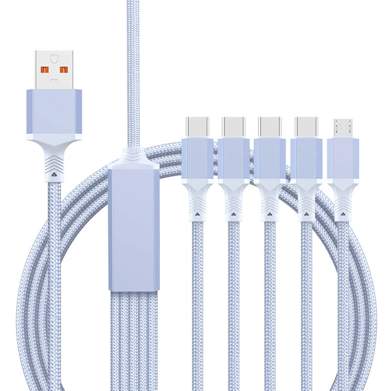 5-in-1 100W 5-in-1 USB-C Charger Cable USB-A to USB-C/iP/Micro USB Cable Fast Charging Data Transmission Copper Core Line 1.2M/2M Long for iPhone 17 17Pro 16 Pro Max 15 14 13 for Huawei Mate XTs for OPPO — view 8