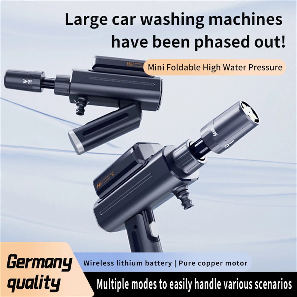 5 in 1 Foldable High Power Cordless Car Washer X9 120W 3.2Wh Portable Rechargeable Pressure Washer Powerful Cleaning Tool for Household — view 2