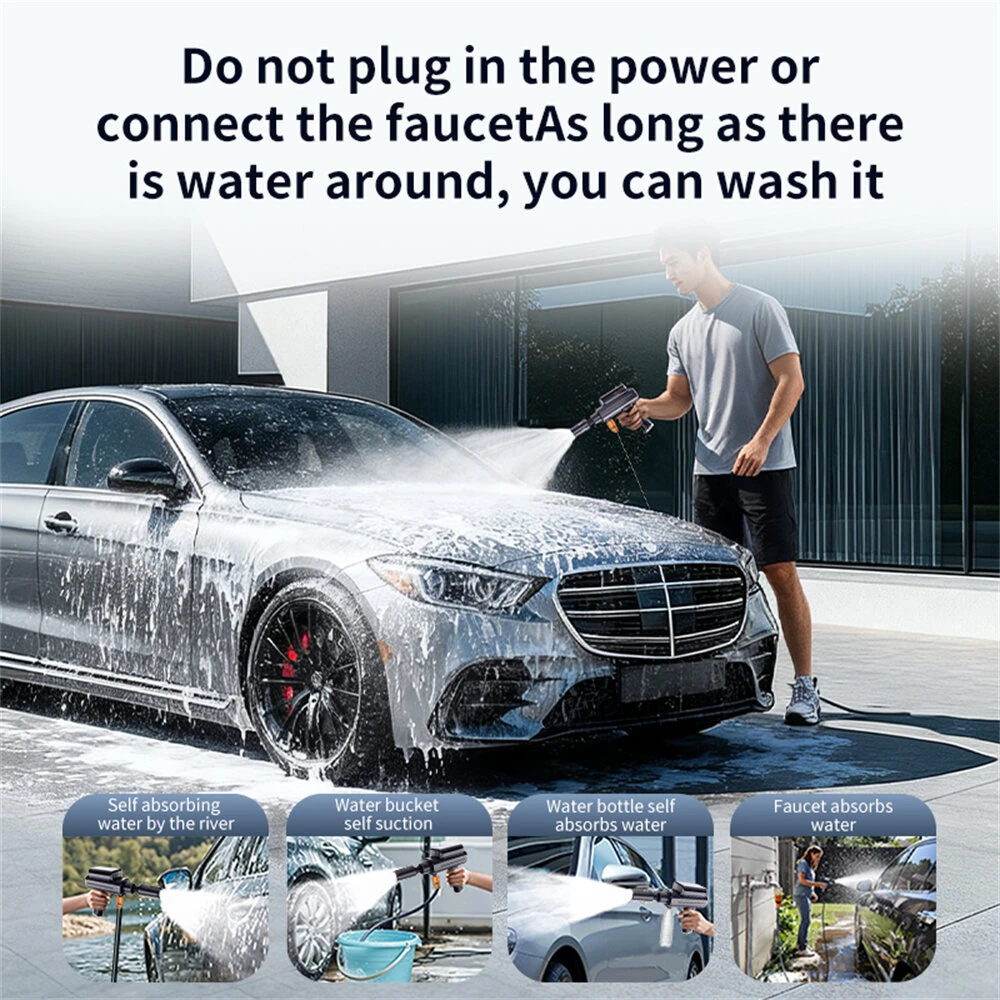 5 in 1 Foldable High Power Cordless Car Washer X9 120W 3.2Wh Portable Rechargeable Pressure Washer Powerful Cleaning Tool for Household — view 7