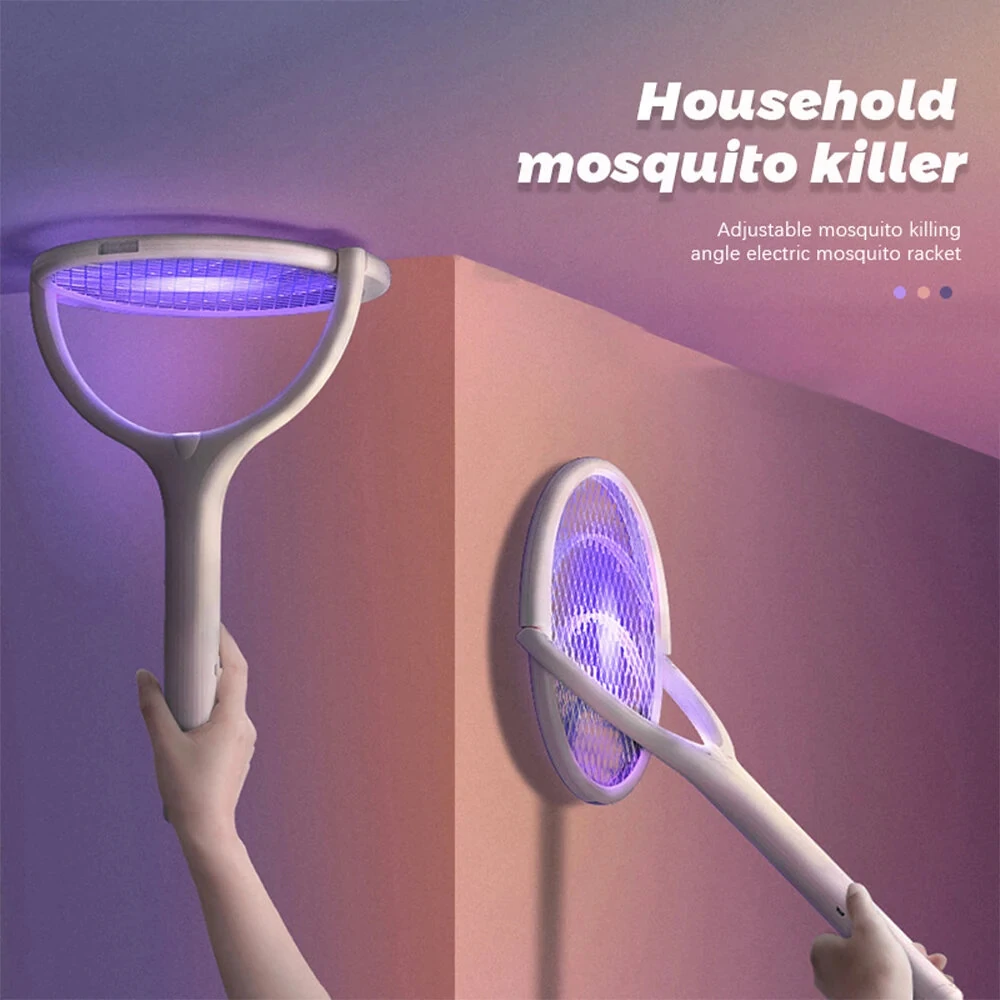 5-in-1 Multifunctional 3500V Mosquito Killer Lamp with Adjustable Angle Bug Zapper Portable Rechargeable Electric Fly Swatter with USB Charging and Quick Charge Feature — Pricio