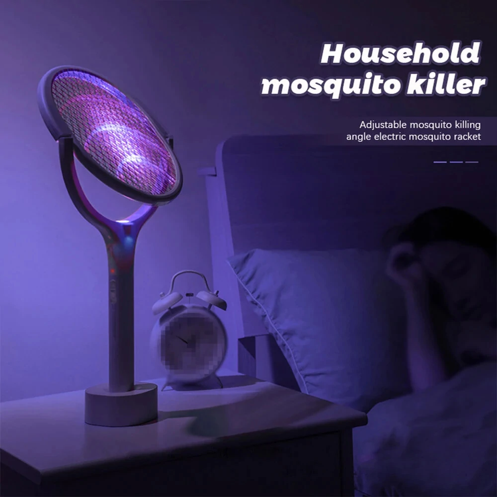5-in-1 Multifunctional 3500V Mosquito Killer Lamp with Adjustable Angle Bug Zapper Portable Rechargeable Electric Fly Swatter with USB Charging and Quick Charge Feature — view 3