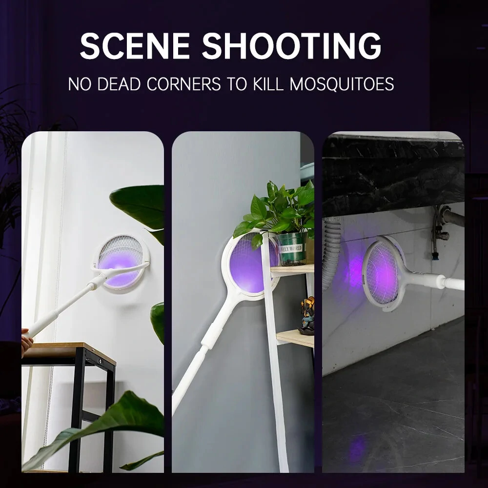 5-in-1 Multifunctional 3500V Mosquito Killer Lamp with Adjustable Angle Bug Zapper Portable Rechargeable Electric Fly Swatter with USB Charging and Quick Charge Feature — view 7