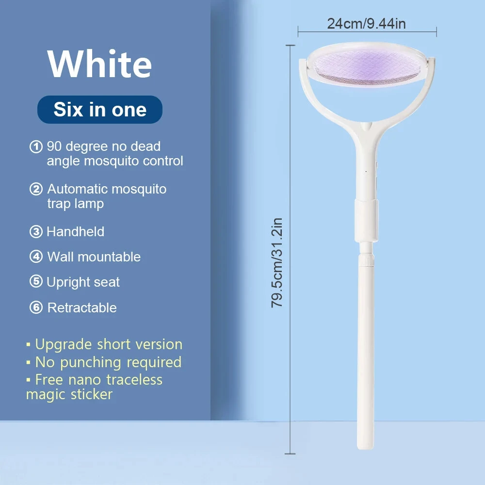 5-in-1 Multifunctional 3500V Mosquito Killer Lamp with Adjustable Angle Bug Zapper Portable Rechargeable Electric Fly Swatter with USB Charging and Quick Charge Feature — view 9