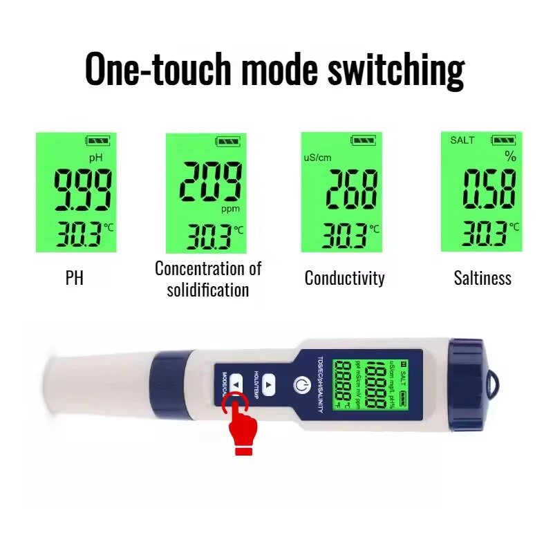 5-In-1 Salinity Meter PH/TDS Water Tests TIF/EC/Temperature Multifunctional Water Quality Tests TIF with LCD Display — view 5