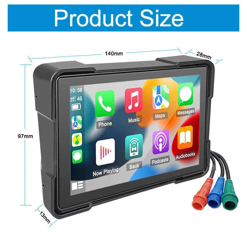 5 Inch Motorcycle Touchscreen Wireless Carplay Player DVR Android Front Rear Dual Camera bluetooth IP66 Waterproof with GPS Navigation — view 8