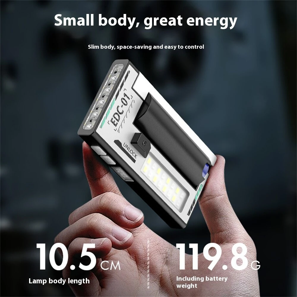 5-LED Magnetic Portable Flashlight With 21700 Battery USB Rechargeable with Digital Display, Red & Blue Warning Lights, Outdoor EDC Work Inspection Lamp — view 7