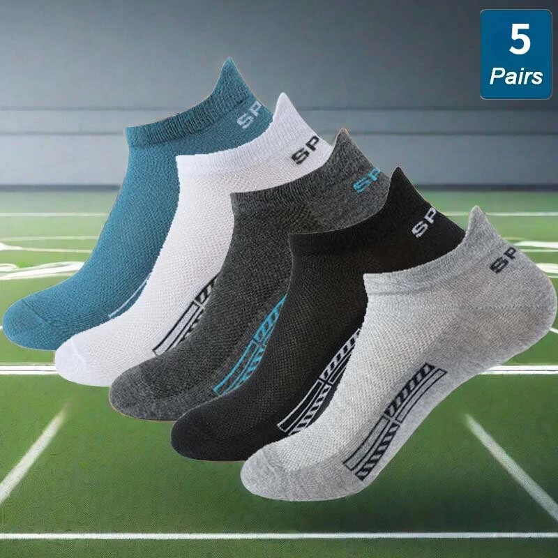 5 Pairs Cotton Short Socks For Male High Quality Women Low-cut Crew Ankle Sports Mesh Breathable Summer Casual Soft — view 3