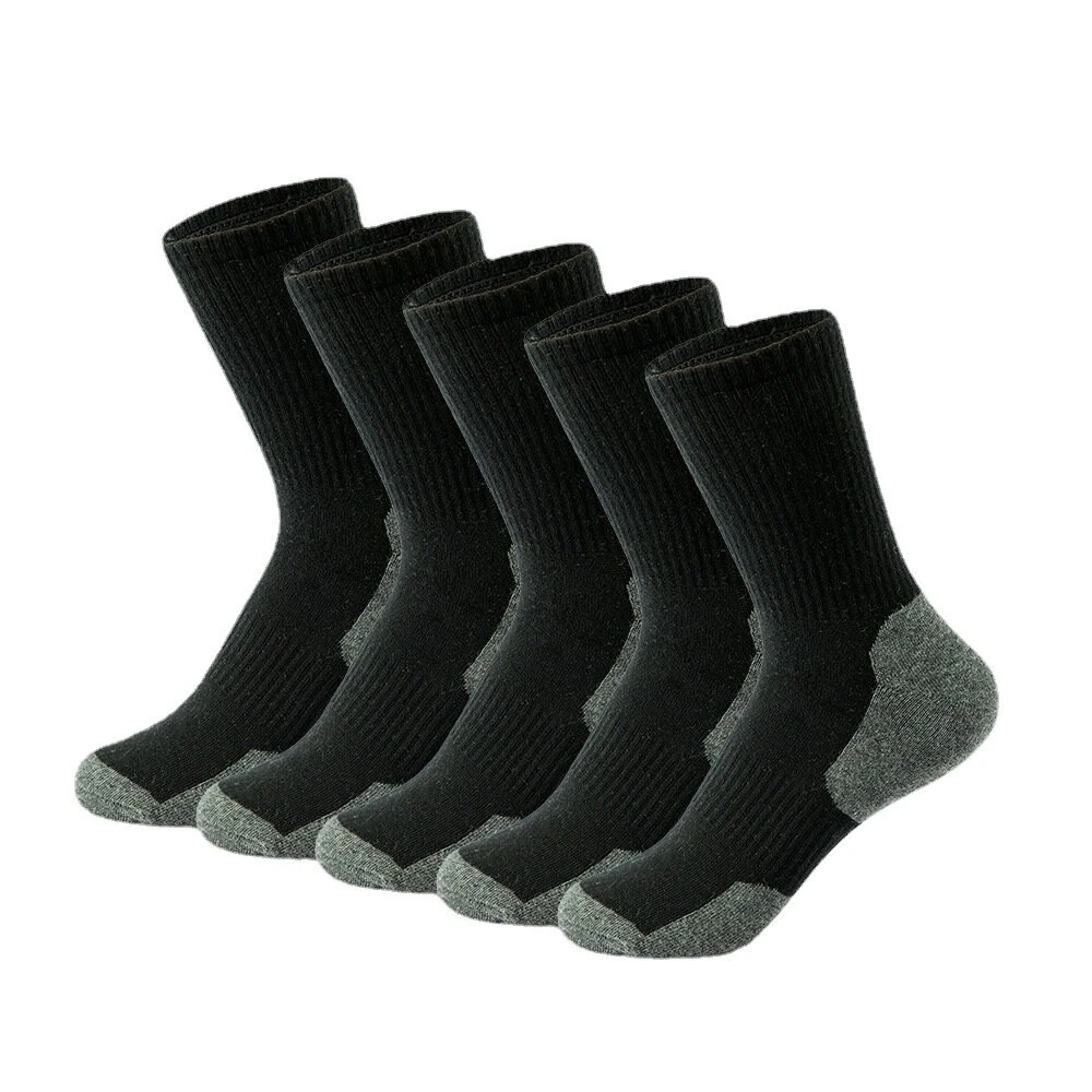5 Pairs Men's Mid-calf Socks Sweat Anti-odor Sports Socks for Spring Autumn Winter Outdoor Running Basketball Socks Thick Warm Male Socks Large Size 39-45 — image 1
