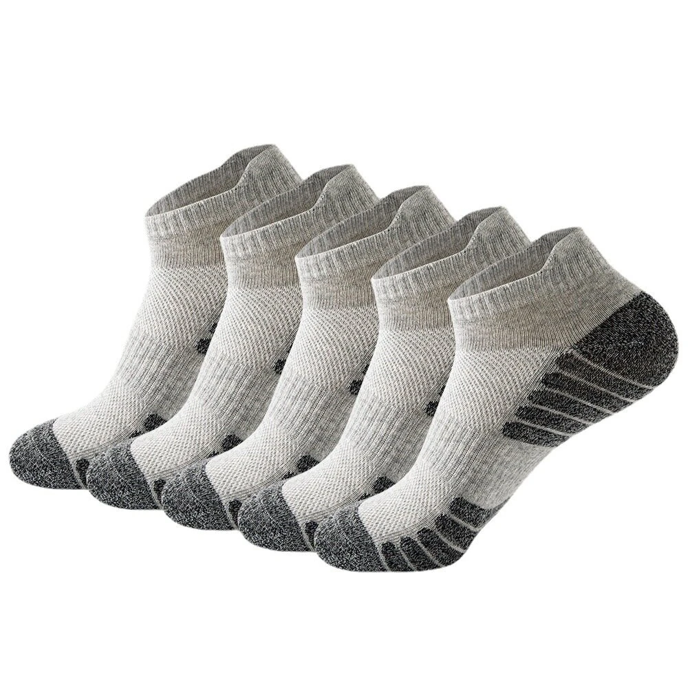 5 Pairs Sports Socks Men's Short Socks Sweat-absorbent Breathable Mesh Athletic Ankle Socks Casual Thin Section Cotton Socks Size 38-45 — image 1