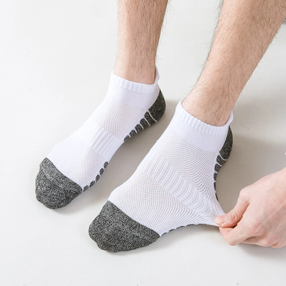 5 Pairs Sports Socks Men's Short Socks Sweat-absorbent Breathable Mesh Athletic Ankle Socks Casual Thin Section Cotton Socks Size 38-45 — view 4
