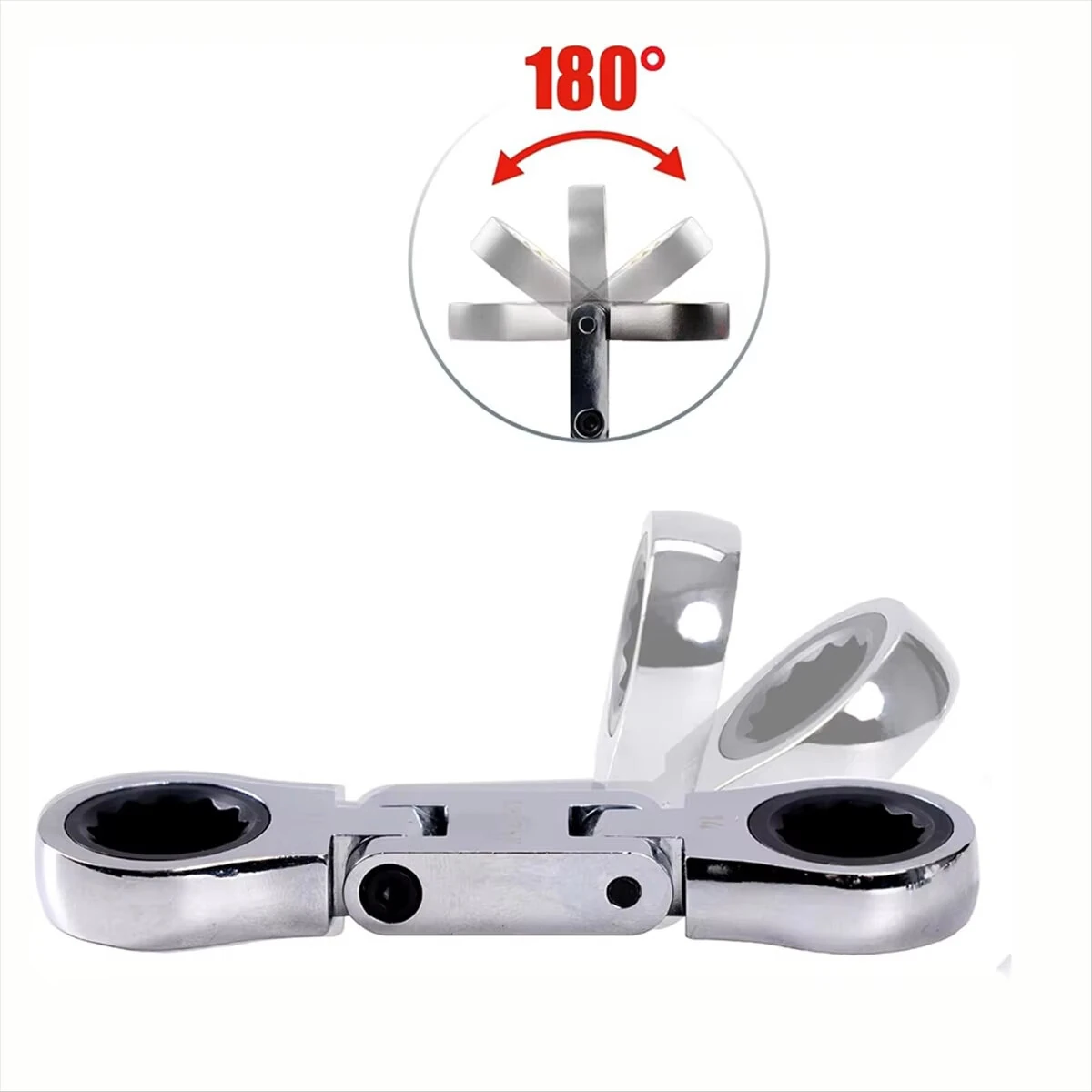 5-Piece Flex-Head Stubby Ratcheting Combination Wrench Set Mini Wrench Set Double Box End Flex-Head Mini Spanner Set — view 4