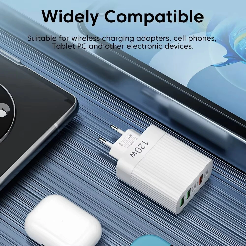 5-Port USB PD Charger 3USB-A+2USB-C PD QC3.0 Fast Charging Wall Charger Adapter EU Plug US Plug for iPhone 15 14 13 Pro for Samsung Galaxy Z Flip6 for Huawei Nova Flip for Xiaomi MIX Fold4 — view 4