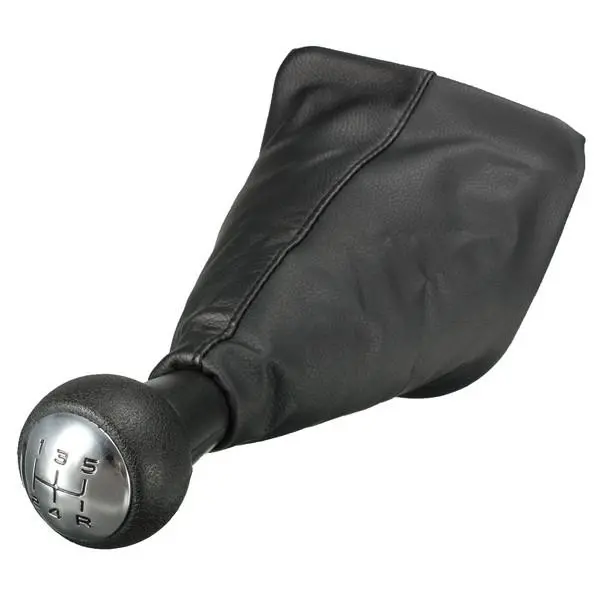 5 Speed Gear Shift Gaiter Knob For PEUGEOT 207 307 406 Black Chrome Leather — view 2