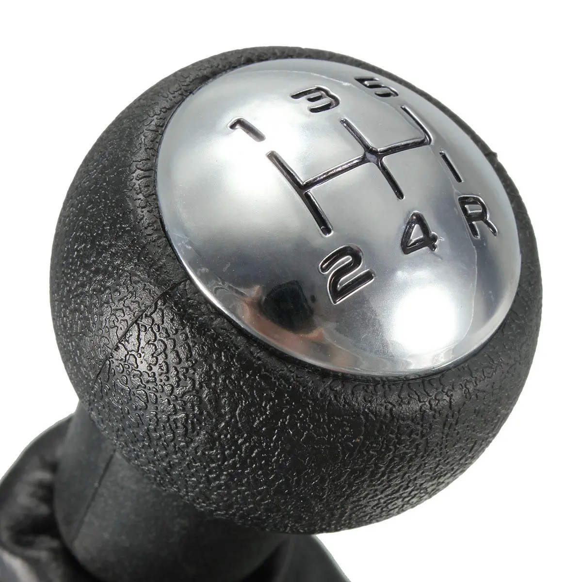 5 Speed Gear Shift Gaiter Knob For PEUGEOT 207 307 406 Black Chrome Leather — view 5