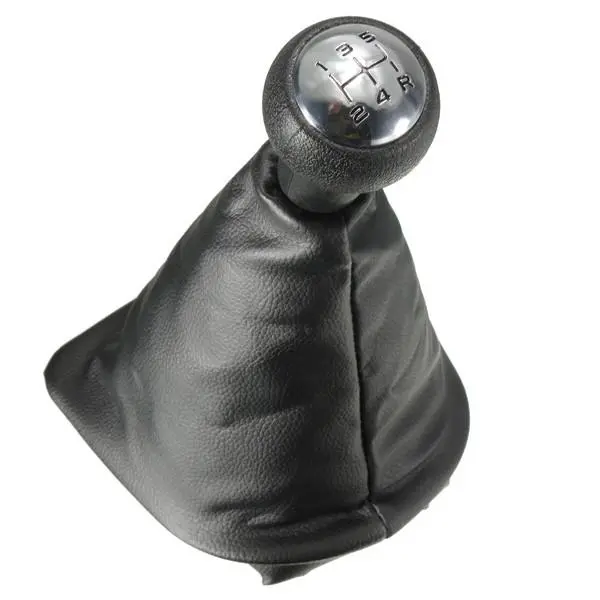 5 Speed Gear Shift Gaiter Knob For PEUGEOT 207 307 406 Black Chrome Leather — view 6