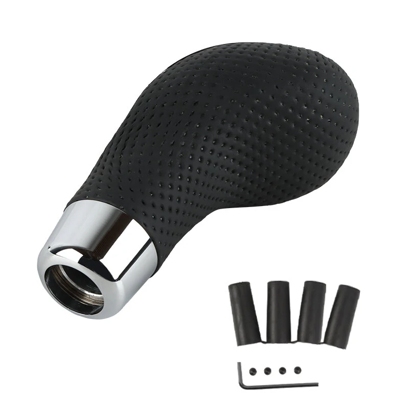 5-Speed Leather Car Universal Modified Gear Head Ball Head Black Punching Type — view 2
