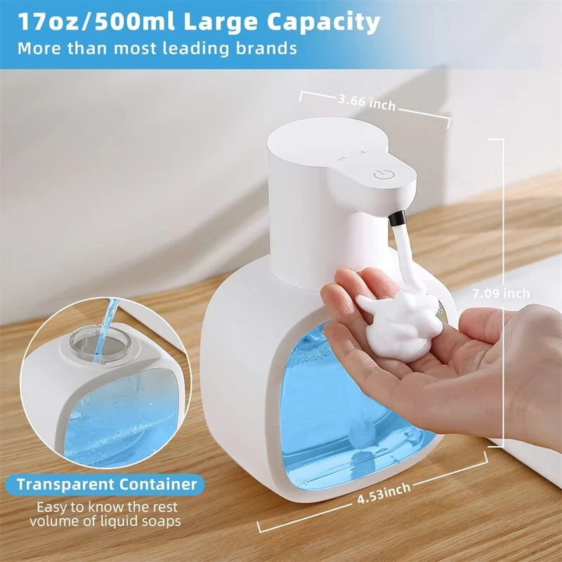 500ml Capacity Automatic Hand Soap Dispenser Waterproof Design Foam Dispenser Smart Hand Washing Machine Induction Sensor — view 5