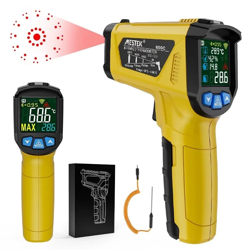 -50~800℃ LCD Color Display Non-Contact Infrared Thermometer High Temperature Infrared Laser Electronic Thermometer IR Thermometer Pyrometer — Pricio