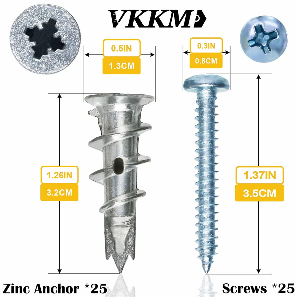 50pcs Zinc Alloy Drywall Anchors Self Drilling Anchor Kit Strong Holding Power Easy Installation Corrosion Resistant Includes Screws Suitable for Home and Office Organization — view 2