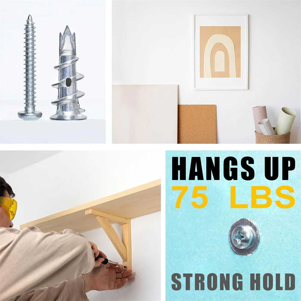 50pcs Zinc Alloy Drywall Anchors Self Drilling Anchor Kit Strong Holding Power Easy Installation Corrosion Resistant Includes Screws Suitable for Home and Office Organization — view 3