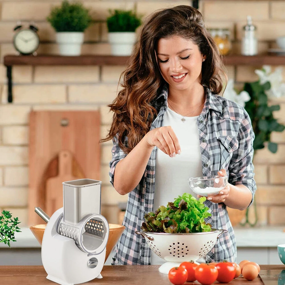 50W Multifunctional Vegetable Cutter Kitchen Drum Electric Vegetable Cutter Vegetable Slicer Potato Grater Electric Cheese Grater — view 6